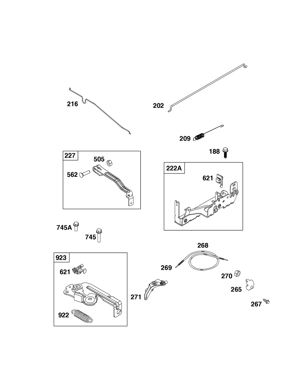 Controls Group Diagram and Parts List for 093J02-0112-H5 020000 - 09Z999 Briggs and Stratton Engine